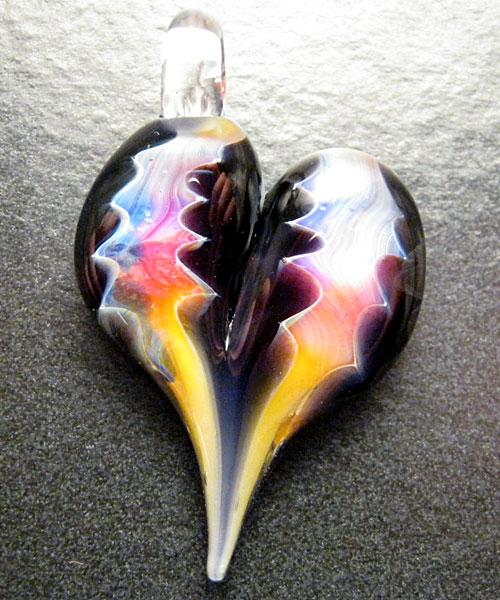 Heart pendant - Glass lampwork jewelry charm - Boomwire Glass