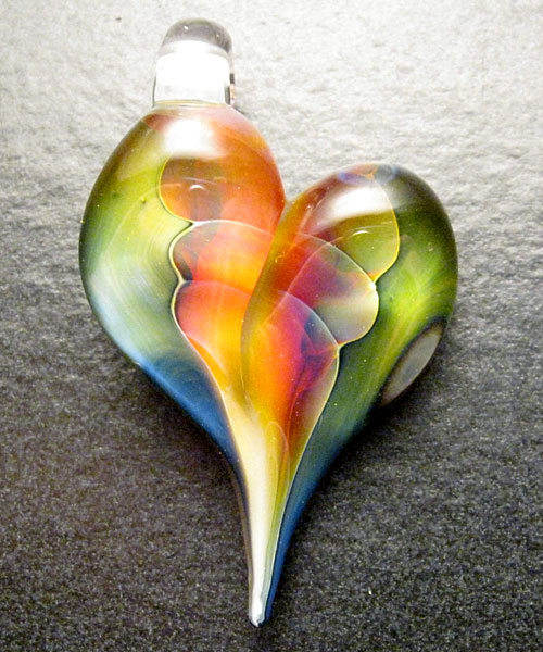 Heart pendant - Glass lampwork jewelry charm - Boomwire Glass