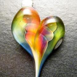 Heart pendant - Glass lampwork jewelry charm - Boomwire Glass